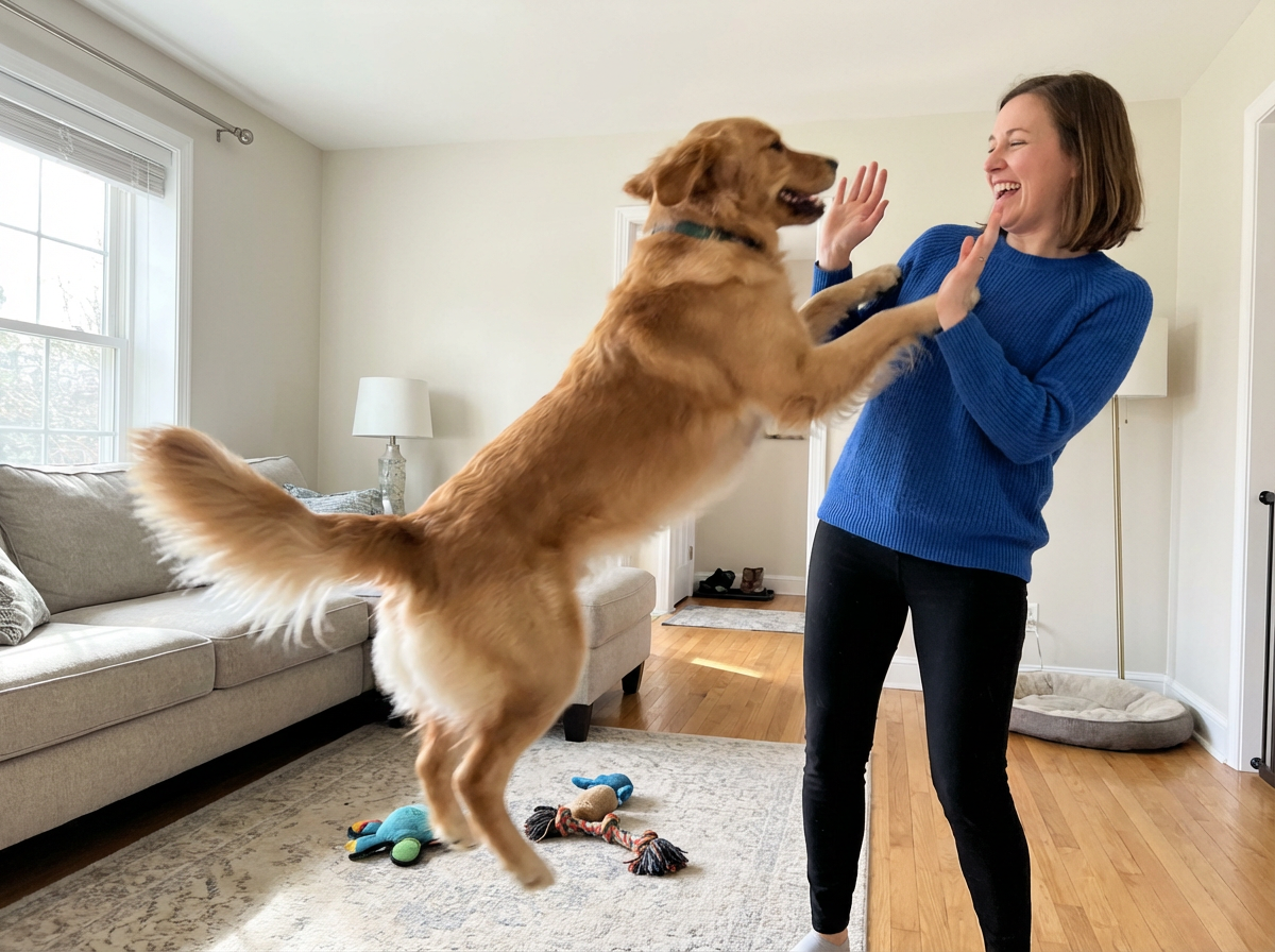 dog excessively jumping indoors